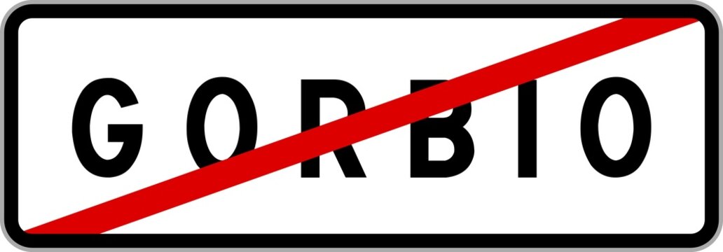 Panneau sortie ville agglom&eacute;ration Gorbio / Town exit sign Gorbio