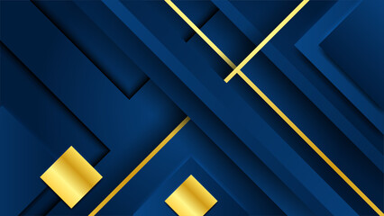 Abstract geometric pattern luxury dark blue with gold background