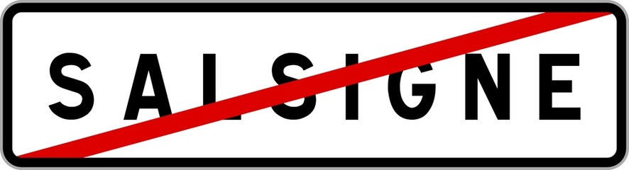 Panneau sortie ville agglom&eacute;ration Salsigne / Town exit sign Salsigne