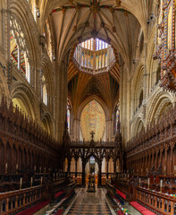 view of the High Altar choir and Presbytery in the Ely Cathedral - obrazy, fototapety, plakaty