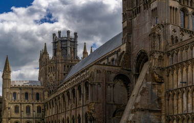 Obraz premium architectural detail of the exterior of the Ely Cathedral with the famous octagonal tower