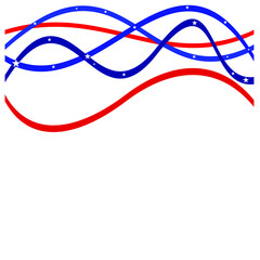 A vector illustration of simple wave shapes in national flag colors for horizontal banner header design on an isolated white background