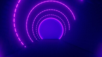 Futuristic architecture background glowing arched interior 3d render