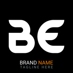 Be Letter Logo design. black background.