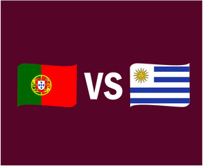 Portugal And Uruguay Flag Ribbon Symbol Design Europe And Latin America football Final Vector European And Latin American Countries Football Teams Illustration