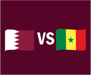 Qatar And Senegal Flag Ribbon Symbol Design Africa And Asia football Final Vector African And Asian Countries Football Teams Illustration