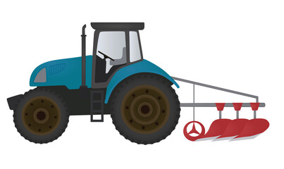 Farmer tractor plowing. vector illustration