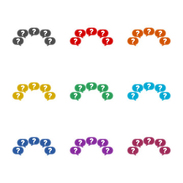 Speech bubbles Question mark icon isolated on white background. Set icons colorful