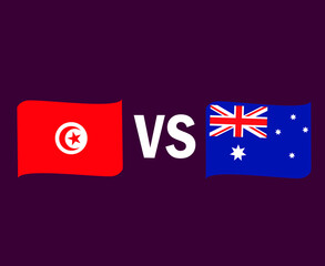 Tunisia And Australia Flag Ribbon Symbol Design Africa And Asia football Final Vector African And Asian Countries Football Teams Illustration