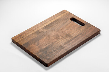 Burnt wood cutting board on white background