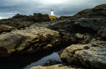 long exposure view of the Elie Lighthouse on the Firth of Forth in Scotland