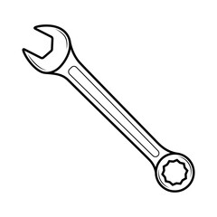 Vector wrench line style isolated on white background. 10 eps