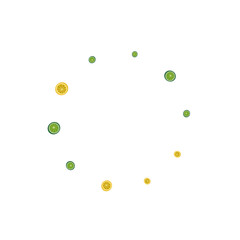Green Citrus Background White Vector. Lime Detox Pattern. Yellow Juice Lemon. Bright Design Set.