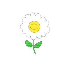 cheerful chamomile on a white background, vector. Chamomile flower,positive print for t-shirt,poster concept
