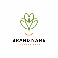 Flower abstract line style Logo design vector template