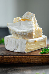 camembert and brie cheese fresh healthy meal food snack diet on the table copy space food...