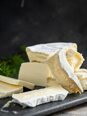 camembert and brie cheese fresh healthy meal food snack diet on the table copy space food background rustic top view