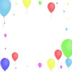 Bright Balloon Background White Vector. Surprise Creative Card. Pink Sphere. Blue Baloon. Balloon Isolated Background.