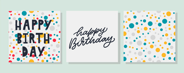 Fototapeta na wymiar Happy Birthday lettering text banner, black color. Vector illustration.