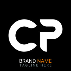 Cp Letter Logo design. black background.