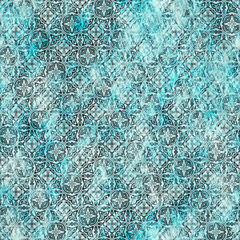 Aegean Teal green grunge wash linen print pattern. Modern rustic nantucket distressed fabric textile effect background in nautical maritime style. Tie dye worn home decor fashion geometric design