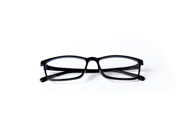 Black glasses isolated on white background.