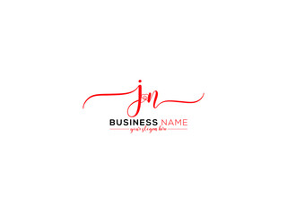 Colorful JN Logo Letter, Signature Jn nj Love Logo Icon Design For Valentine Day Poster