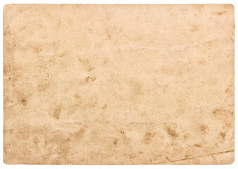 Old paper sheet isolated background. Vintage stained cardboard