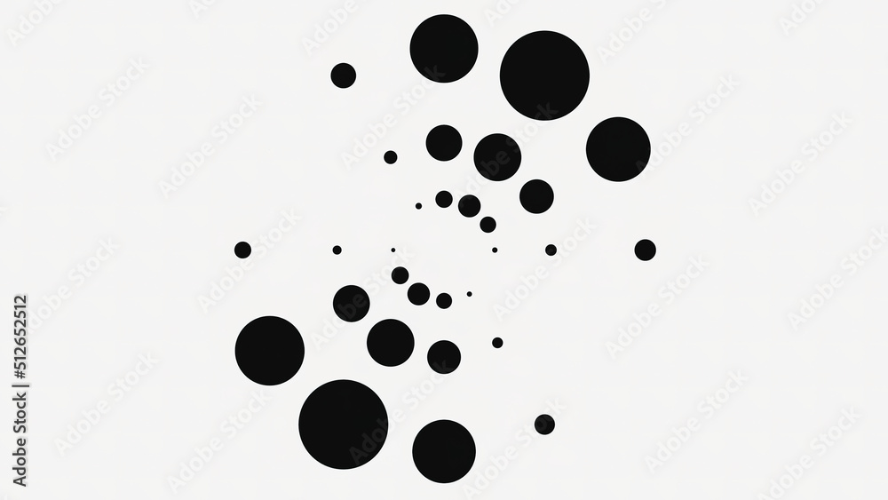 Aufkleber animation with black pulsating dots in circle. animation. black dots in three rows pulsate in circle