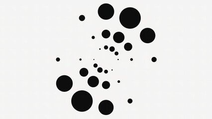 Animation with black pulsating dots in circle. Animation. Black dots in three rows pulsate in circle in style of loading background. Colored background with black dots