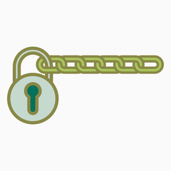 chain with lock icon, lock vector, chain illustration