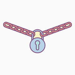 chain with lock icon, lock vector, chain illustration