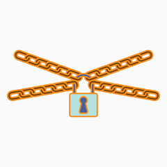 chain with lock icon, lock vector, chain illustration