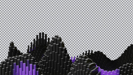 Fototapeta na wymiar 3d illustration of abstract geometric waves in purple and black design.