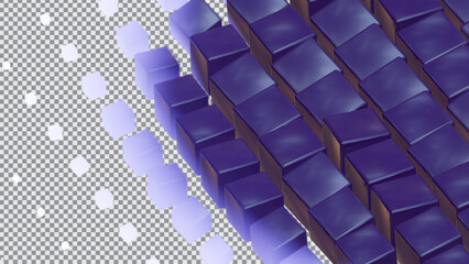 Fototapeta premium 3d illustration of abstract purple cubes transition design.