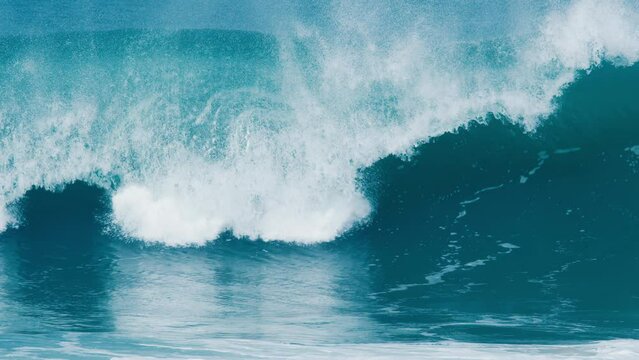 Powerful wave breaks on the shore in Brazil