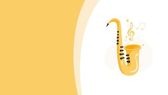 4k video of cartoon saxophone musical instrument.