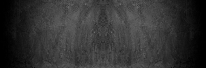 Old wall texture cement dark black gray panorama background abstract grey color design are light...