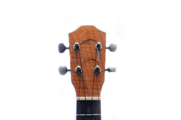 Guitar neck. Acoustic musical instrument. Details of music.