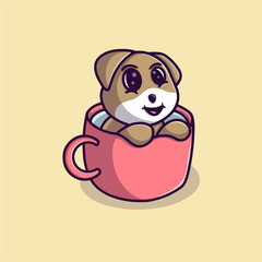 dog with cup illustration
