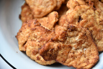 Fried delicious chicken nuggets in breadcrumbs