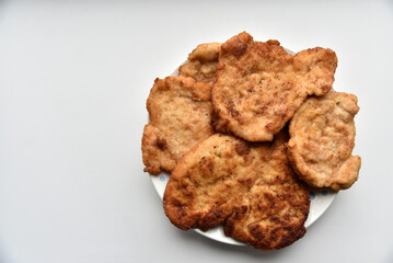 Fried delicious chicken nuggets in breadcrumbs