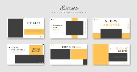Fototapeta na wymiar minimalist presentation template with black and yellow colour 