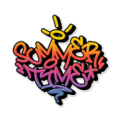 Summer time tag graffiti style label lettering. Vector illustration