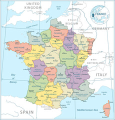 Map of France - highly detailed vector illustration