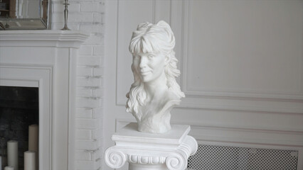 White marble head of young woman. Clip. Sculpture of a female head © Media Whale Stock
