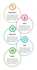 Vertical infographic design with icons and 5 options or steps. Thin line. Infographics business concept. Can be used for info graphics, flow charts, presentations, mobile web sites, printed materials.