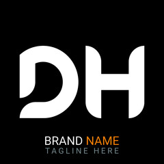 Dh Letter Logo design. black background.