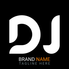 Dj Letter Logo design. black background.