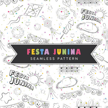 Seamless pattern background Festa Junina Poster Vector
